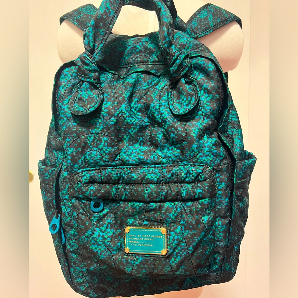 Marc by Marc Jacobs Quilted Nylon Puffer Backpack or Book Bag Digi Print